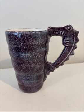 STARBUCKS large Purple Seahorse Handle Mug Made in Italy hand painted RARE